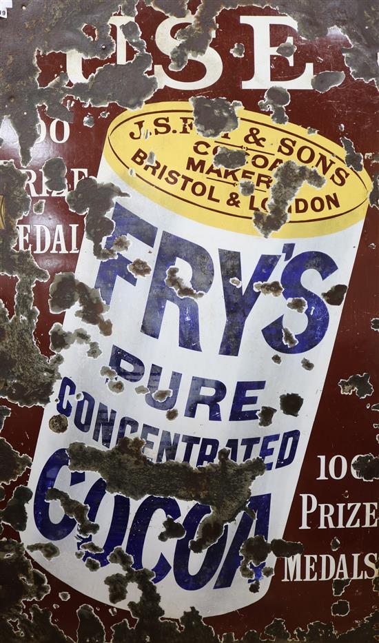 Frys chocolate 1940s enamel advertising sign 153.5 x 91.5cm